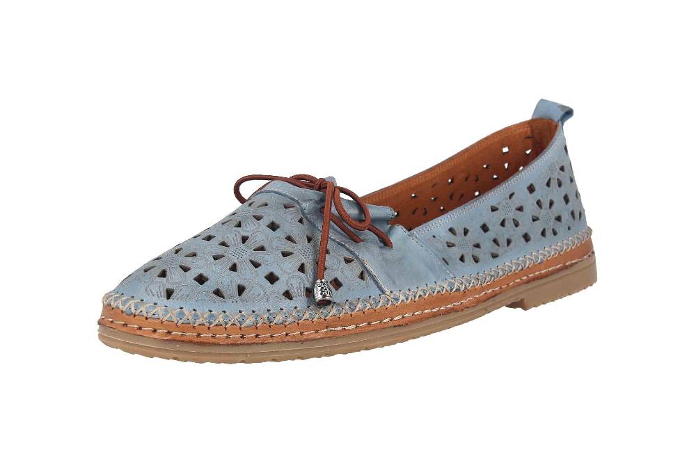 Manitu Slipper In Übergrößen Blau 840003-51 Große Damenschuhe