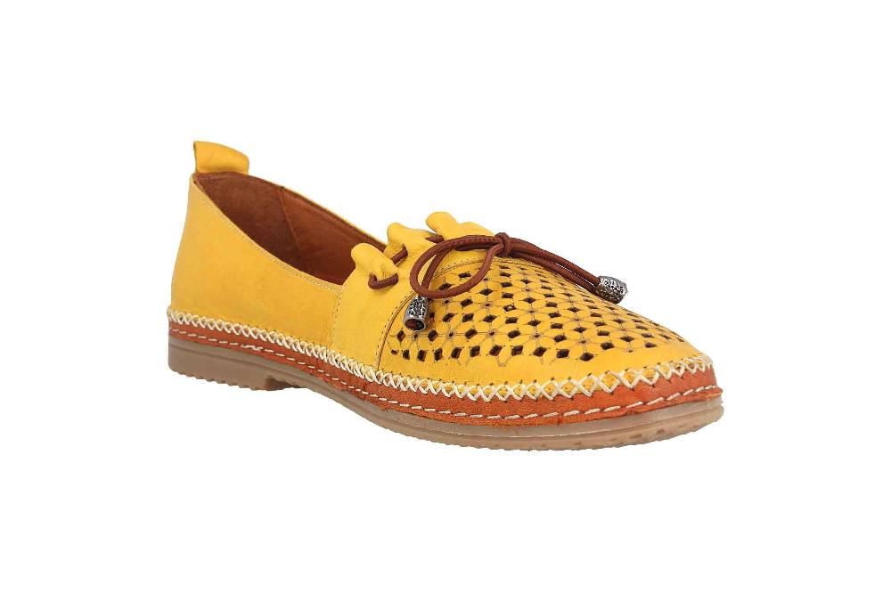 Manitu Slipper In Übergrößen Gelb 840807-6 Große Damenschuhe
