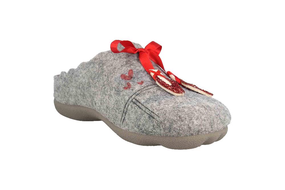 MayBe Clogs & Hausschuhe In Übergrößen Grau MB65223 Große Damenschuhe