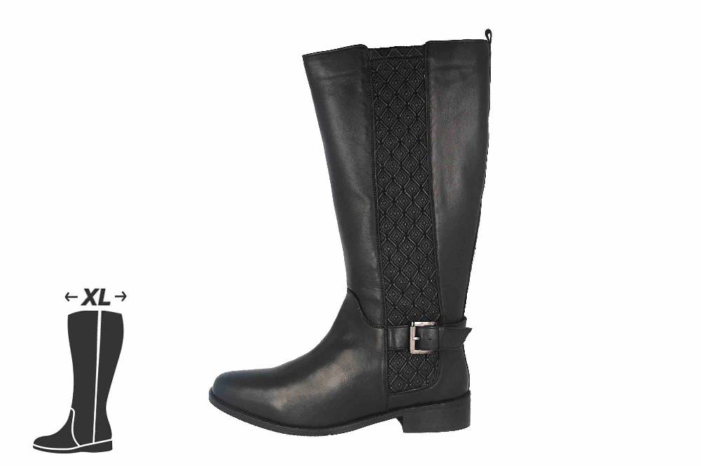 MayBe Weitschaftstiefel in Übergrößen Schwarz 67661 Black große Damenschuhe