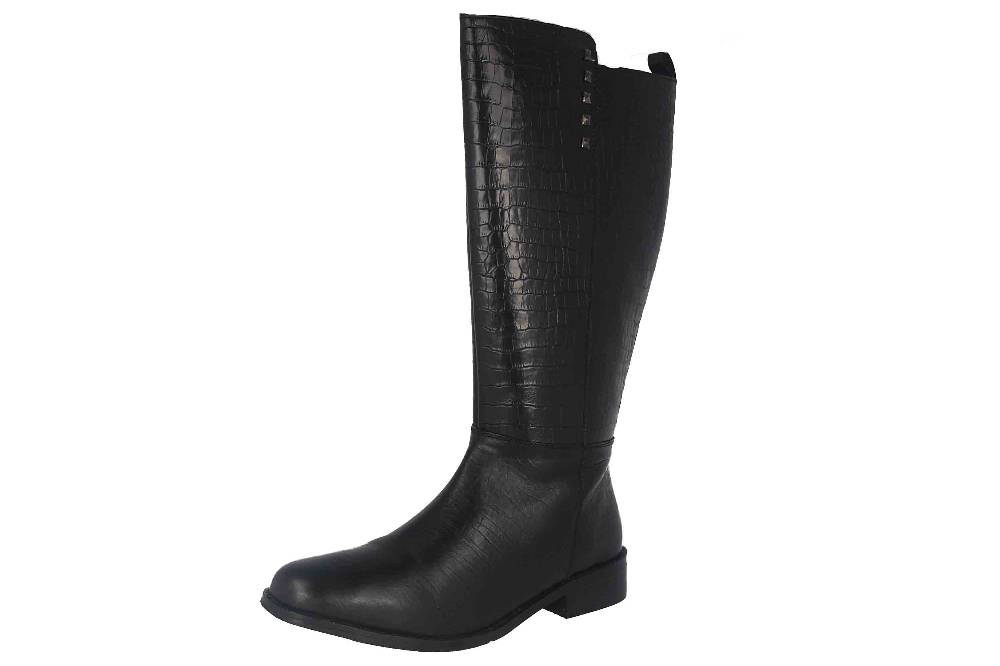 MayBe Weitschaftstiefel In Übergrößen Schwarz 67666 Black Große Damenschuhe