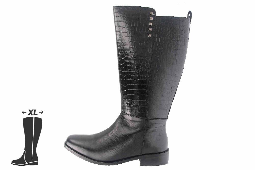 MayBe Weitschaftstiefel in Übergrößen Schwarz 67666 Black große Damenschuhe