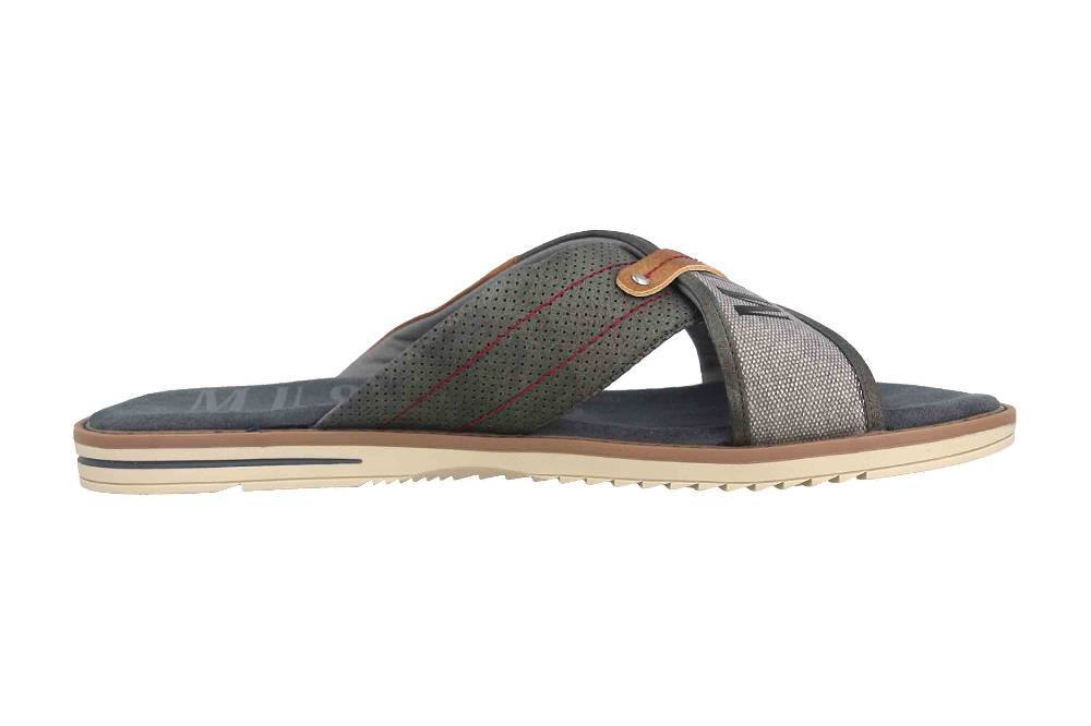 Mustang Shoes Pantoletten In Übergrößen Grau 4152-705-20 Große Herrenschuhe