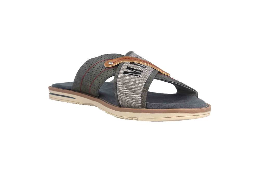 Mustang Shoes Pantoletten In Übergrößen Grau 4152-705-20 Große Herrenschuhe