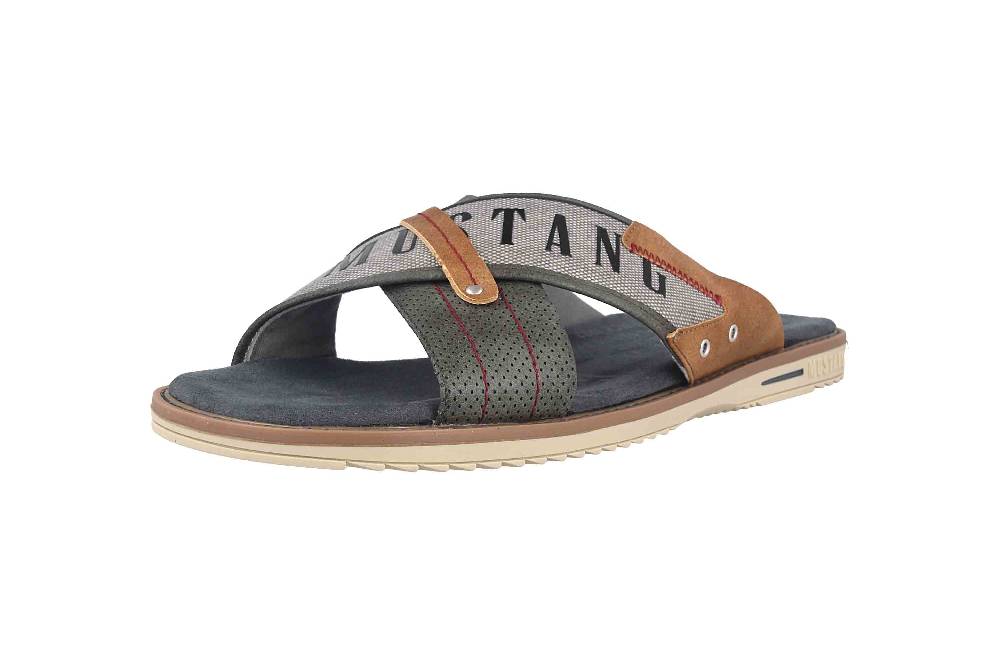 Mustang Shoes Pantoletten In Übergrößen Grau 4152-705-20 Große Herrenschuhe