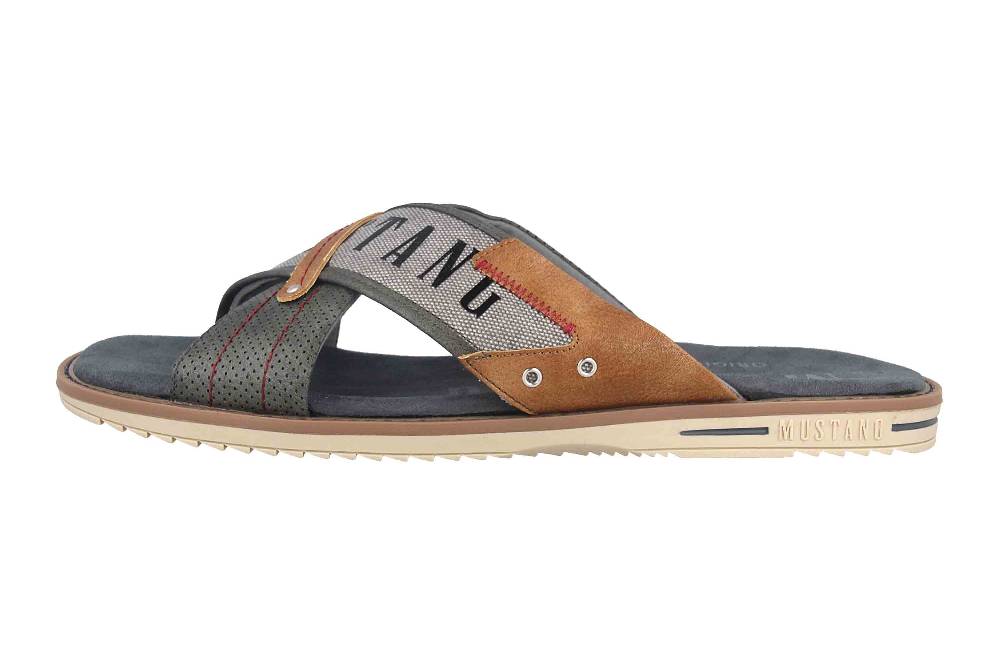 Mustang Shoes Pantoletten in Übergrößen Grau 4152-705-20 große Herrenschuhe