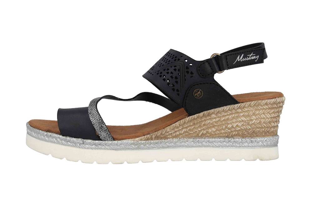 Mustang Shoes Sandaletten in Übergrößen Schwarz 1317-802-9 große Damenschuhe