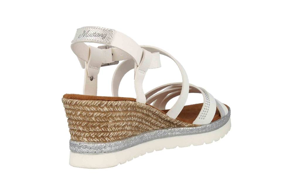 Mustang Shoes Sandaletten In Übergrößen Weiß 1317-803-1 Große Damenschuhe