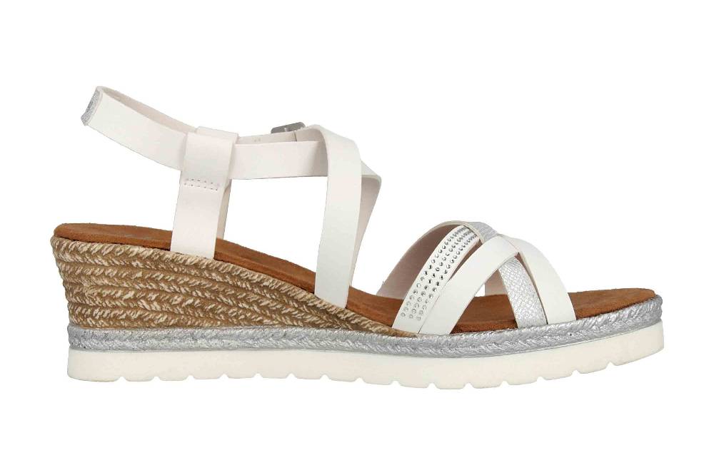 Mustang Shoes Sandaletten In Übergrößen Weiß 1317-803-1 Große Damenschuhe