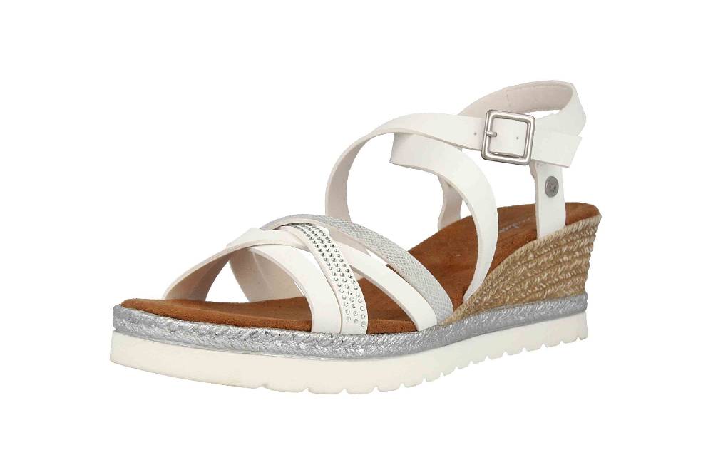 Mustang Shoes Sandaletten In Übergrößen Weiß 1317-803-1 Große Damenschuhe