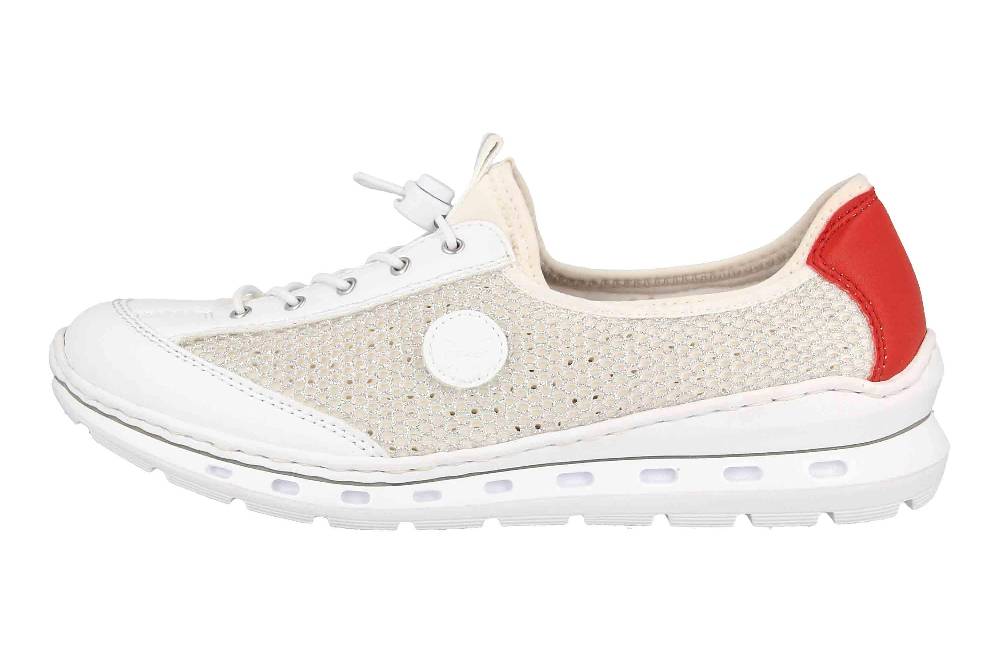Rieker Halbschuhe in Übergrößen Weiß L22Y6-81 große Damenschuhe