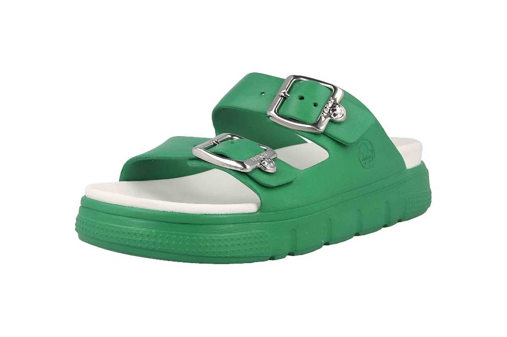 Rieker Pantoletten In Übergrößen Grün P2180-53 Große Damenschuhe