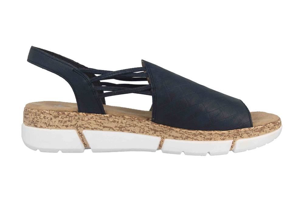 Rieker Sandalen In Übergrößen Blau V2368-14 Große Damenschuhe