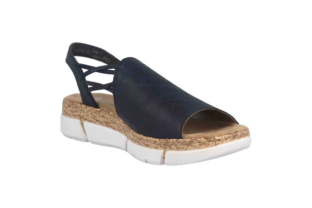 Rieker Sandalen In Übergrößen Blau V2368-14 Große Damenschuhe