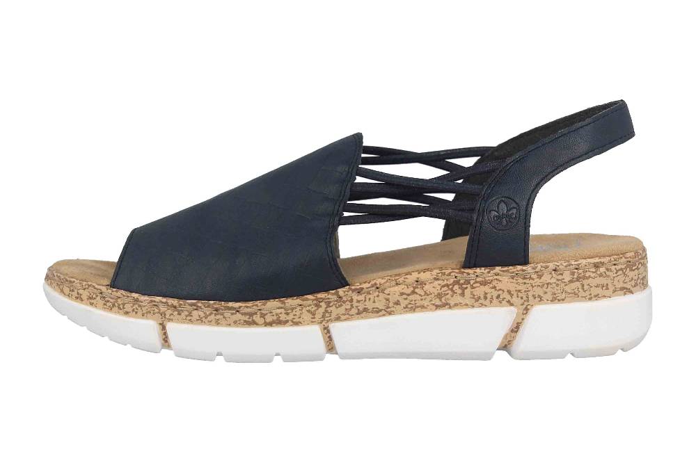 Rieker Sandalen in Übergrößen Blau V2368-14 große Damenschuhe
