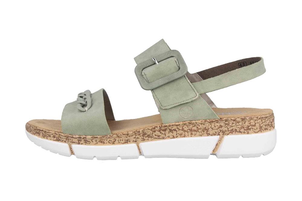Rieker Sandalen in Übergrößen Grün V2350-52 große Damenschuhe