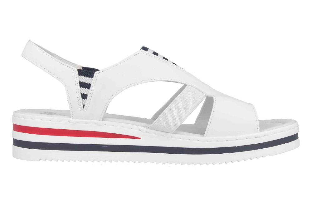 Rieker Sandaletten In Übergrößen Weiß V02Y5-80 Große Damenschuhe