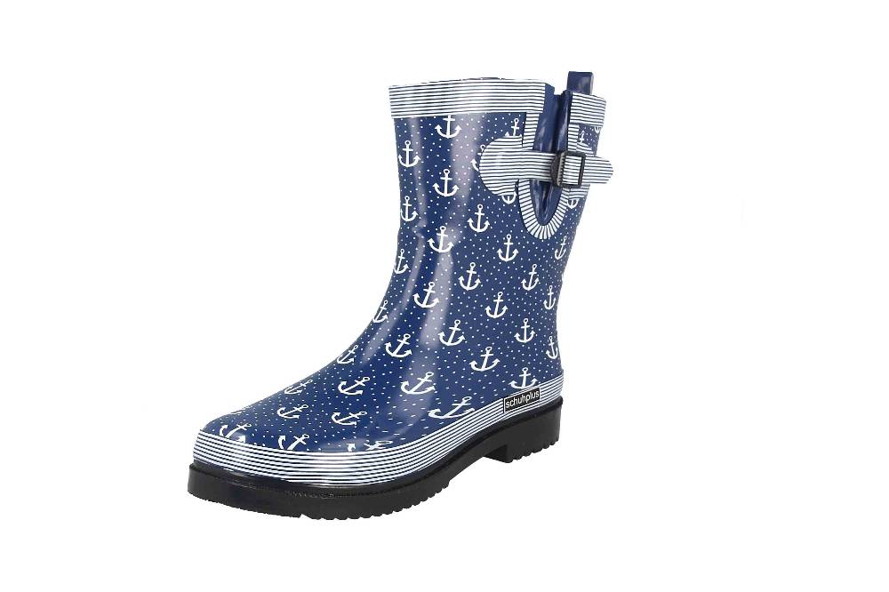 Schuhplus Gummistiefel In Übergrößen Blau Marleen-Blau-Weiß Große Damenschuhe