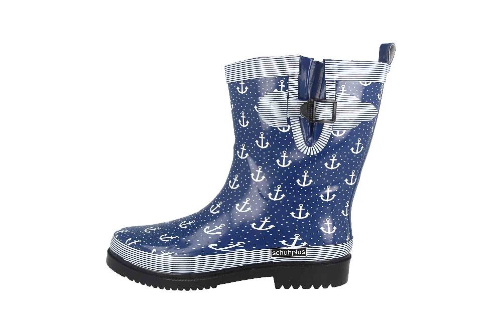 schuhplus Gummistiefel in Übergrößen Blau Marleen-Blau-Weiß große Damenschuhe