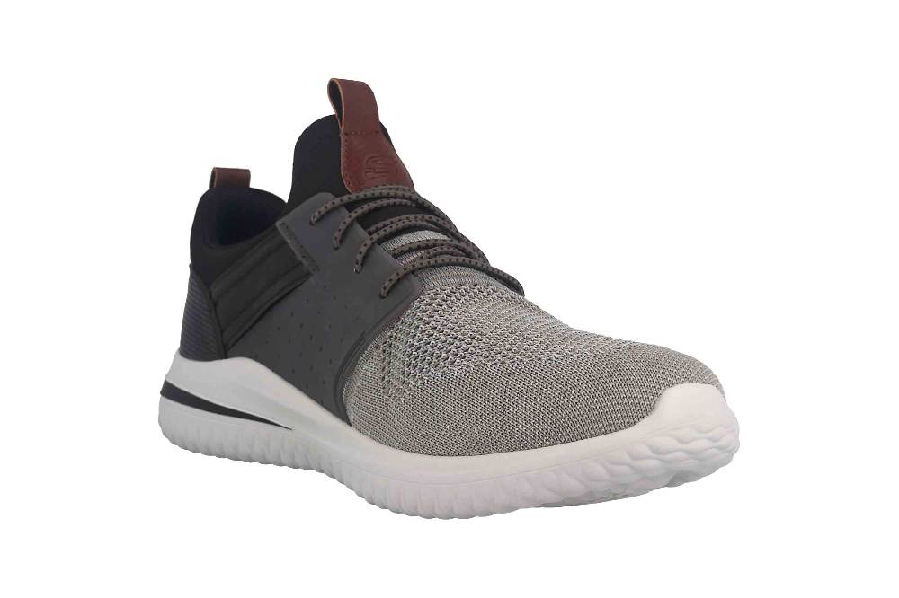 Skechers DELSON 3.0 CICADA Sneaker In Übergrößen Grau 210238 GYBK Große Herrenschuhe