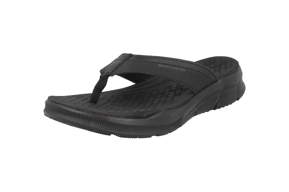 Skechers EQUALIZER 4.0 SANDAL SERASA Zehentrenner In Übergrößen Schwarz 237049 BBK Große Herrenschuhe