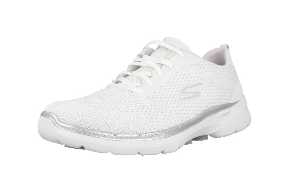 Skechers GO WALK 6 BOLD VISION Sneaker In Übergrößen Weiß 124512 WHT Große Damenschuhe