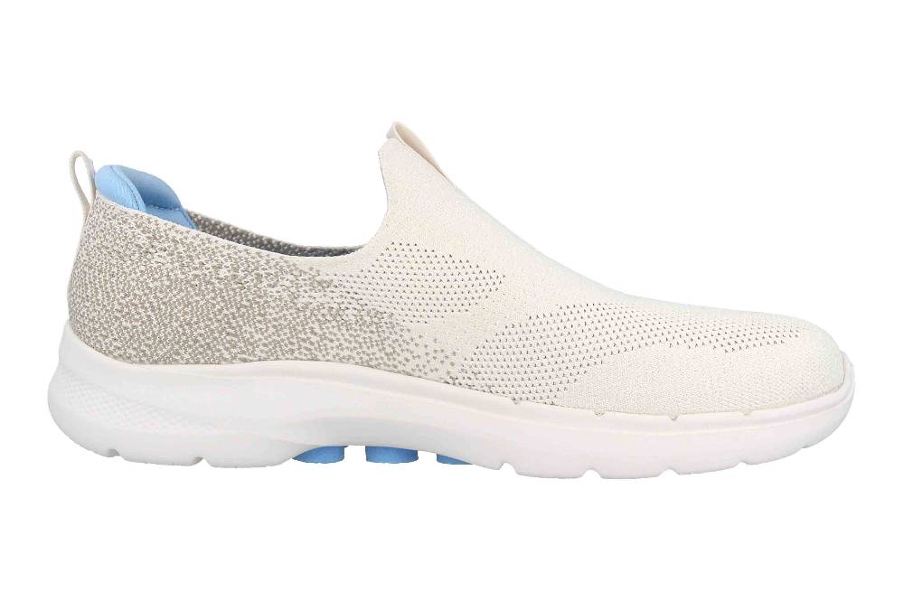 Skechers GO WALK 6 GLIMMERING Sneaker In Übergrößen Beige 124502 NTBL Große Damenschuhe