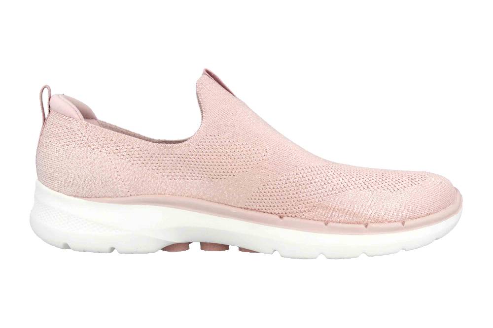 Skechers GO WALK 6 GLIMMERING Sneaker In Übergrößen Pink 124502 LTPK Große Damenschuhe