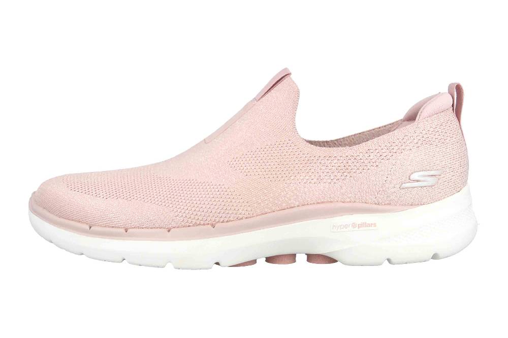 Skechers GO WALK 6 GLIMMERING Sneaker in Übergrößen Pink 124502 LTPK große Damenschuhe