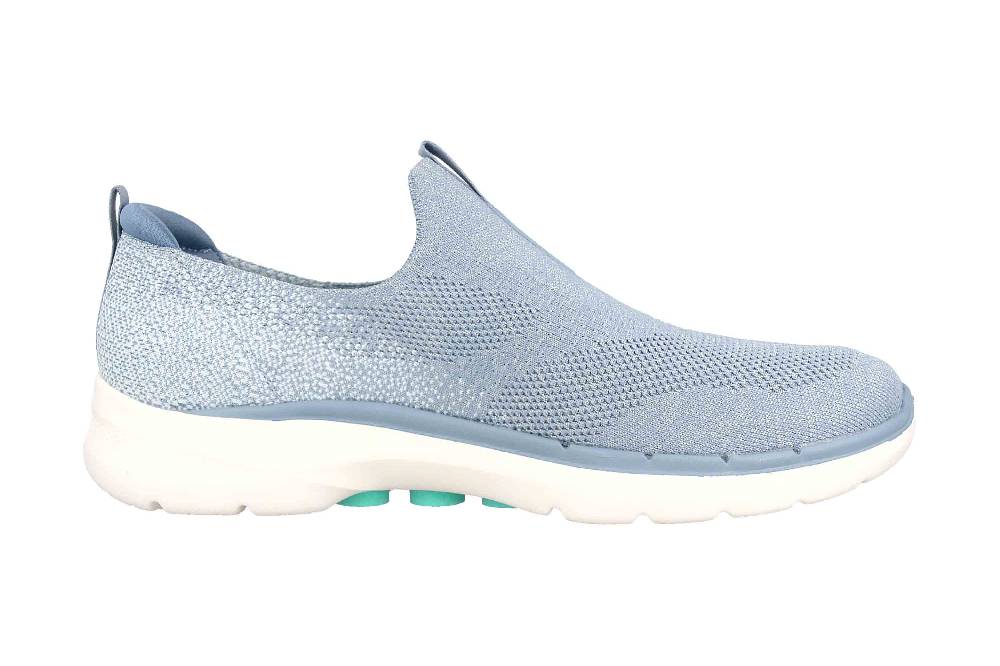Skechers GO WALK 6 GLIMMERING Sneaker In Übergrößen Blau 124502 BLTQ Große Damenschuhe