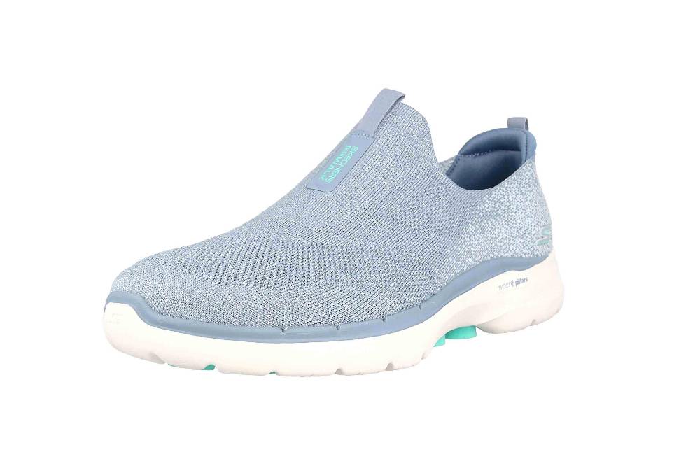 Skechers GO WALK 6 GLIMMERING Sneaker In Übergrößen Blau 124502 BLTQ Große Damenschuhe