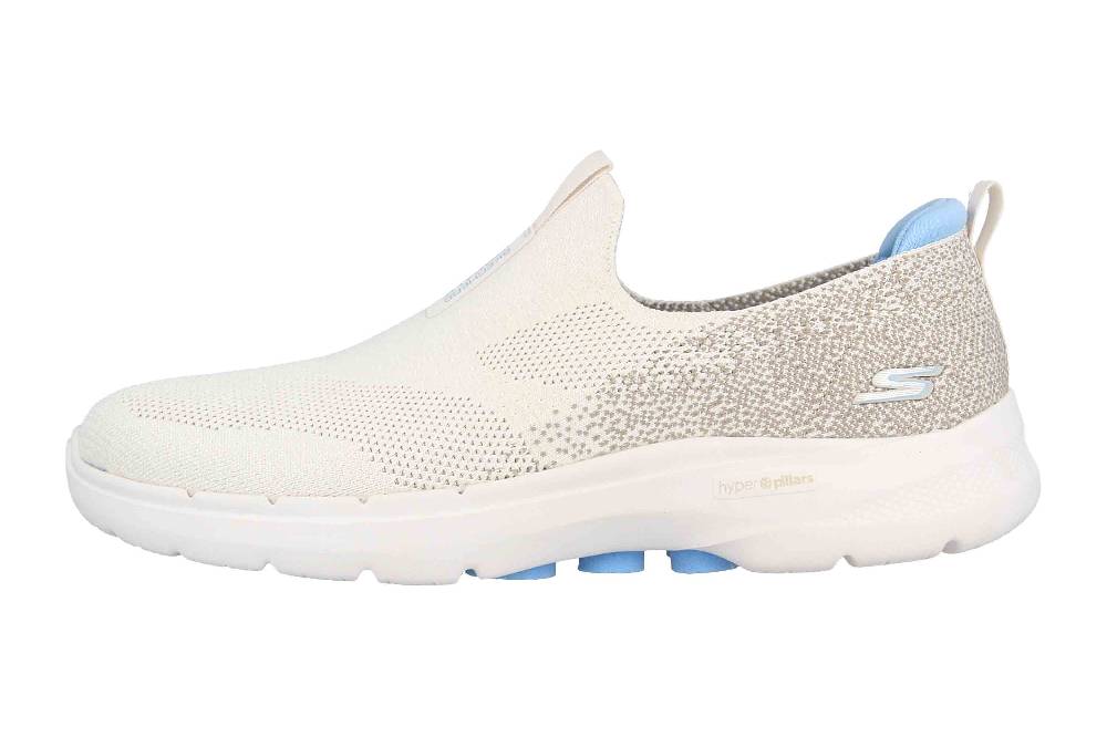 Skechers GO WALK 6 GLIMMERING Sneaker in Übergrößen Beige 124502 NTBL große Damenschuhe