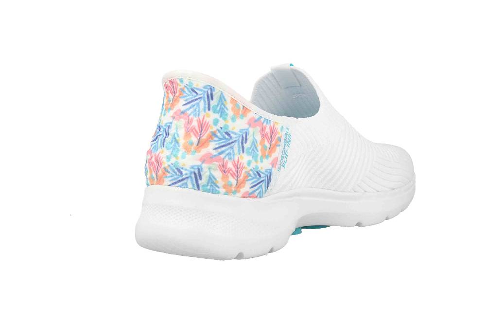 Skechers GO WALK 6 TROPICAL BAY Sneaker In Übergrößen Weiß 124626 WTQ Große Damenschuhe