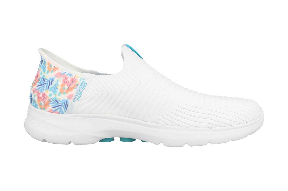 Skechers GO WALK 6 TROPICAL BAY Sneaker In Übergrößen Weiß 124626 WTQ Große Damenschuhe