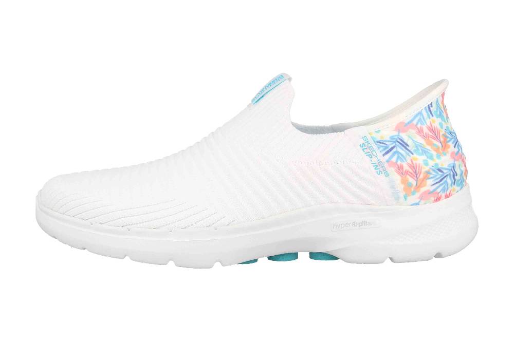 Skechers GO WALK 6 TROPICAL BAY Sneaker in Übergrößen Weiß 124626 WTQ große Damenschuhe