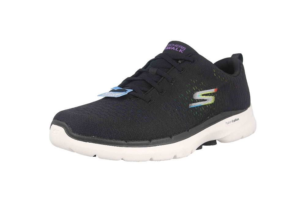 Skechers GO WALK 6 VIBRANT ENERGY Sneaker In Übergrößen Schwarz 124520 BKMT Große Damenschuhe