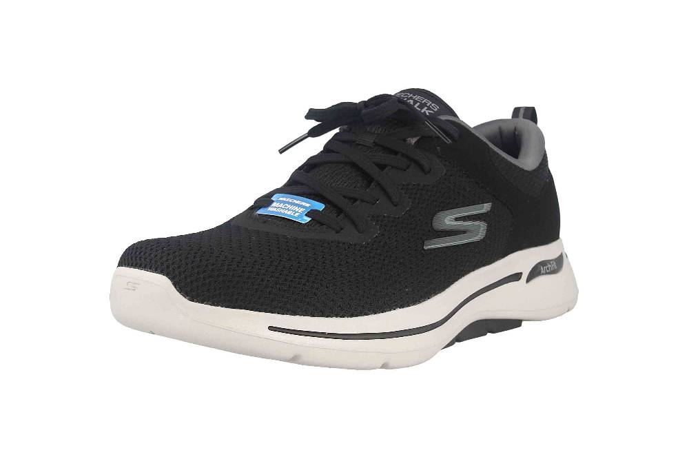 Skechers GO WALK ARCH FIT CLINTON Sneaker In Übergrößen Schwarz 216254 BKGY Große Herrenschuhe