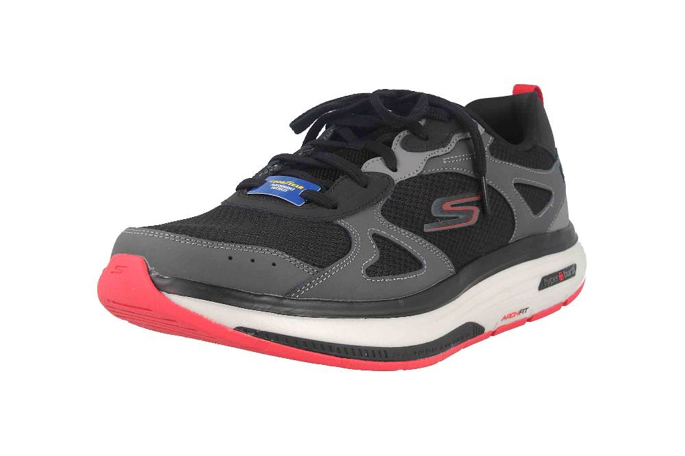 Skechers GO WALK WORKOUT WALKER Sneaker In Übergrößen Schwarz 216441 BKGY Große Herrenschuhe