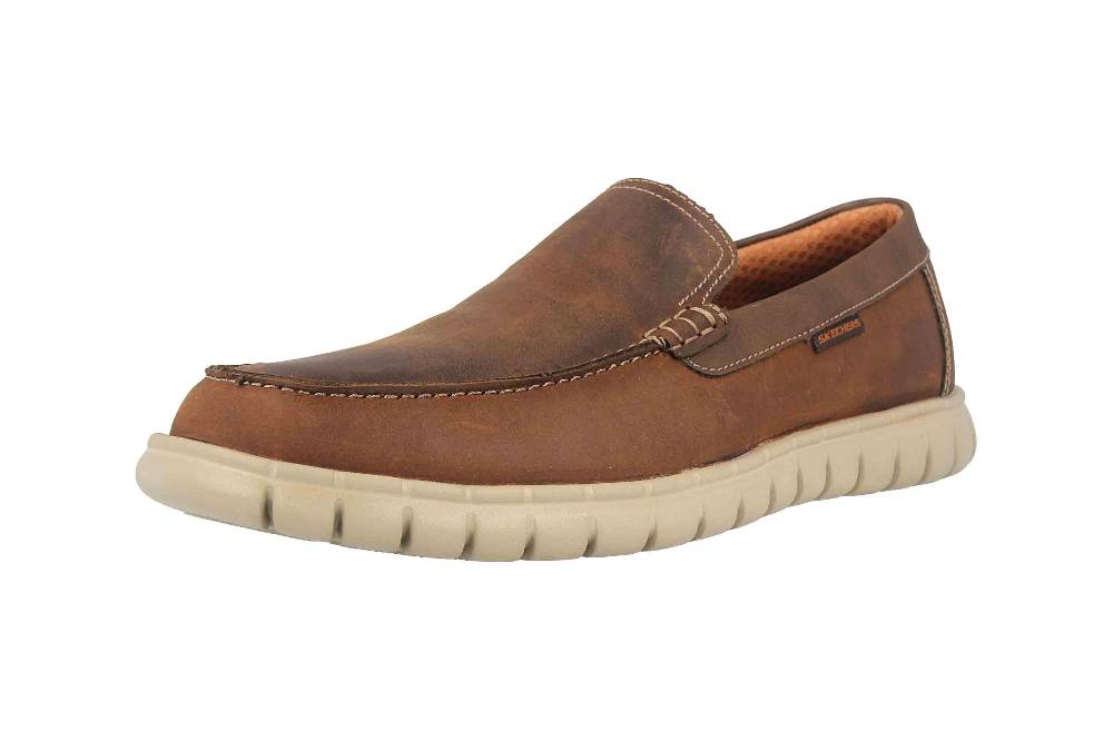 Skechers MOREWAY LENTRO Slipper In Übergrößen Braun 204143 CDB Große Herrenschuhe