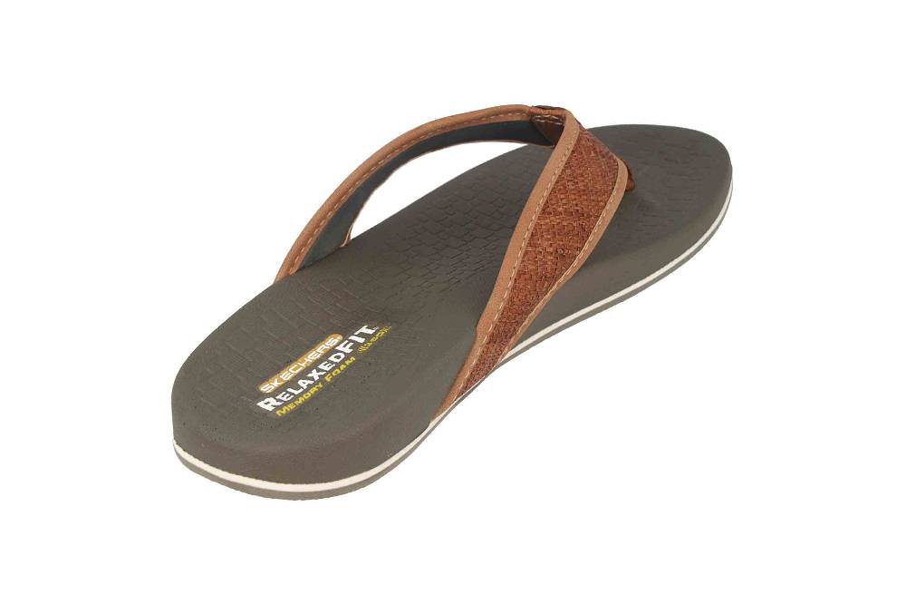 Skechers PELEM WESKER Zehentrenner In Übergrößen Braun 65957 BRN Große Herrenschuhe