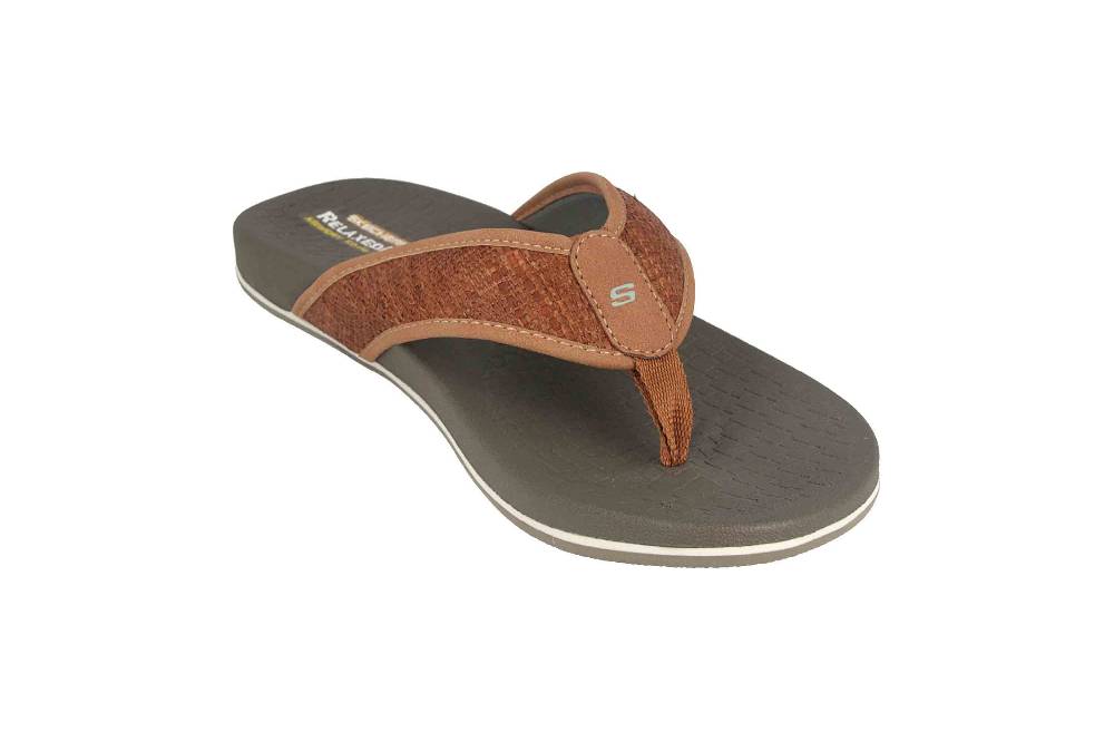 Skechers PELEM WESKER Zehentrenner In Übergrößen Braun 65957 BRN Große Herrenschuhe