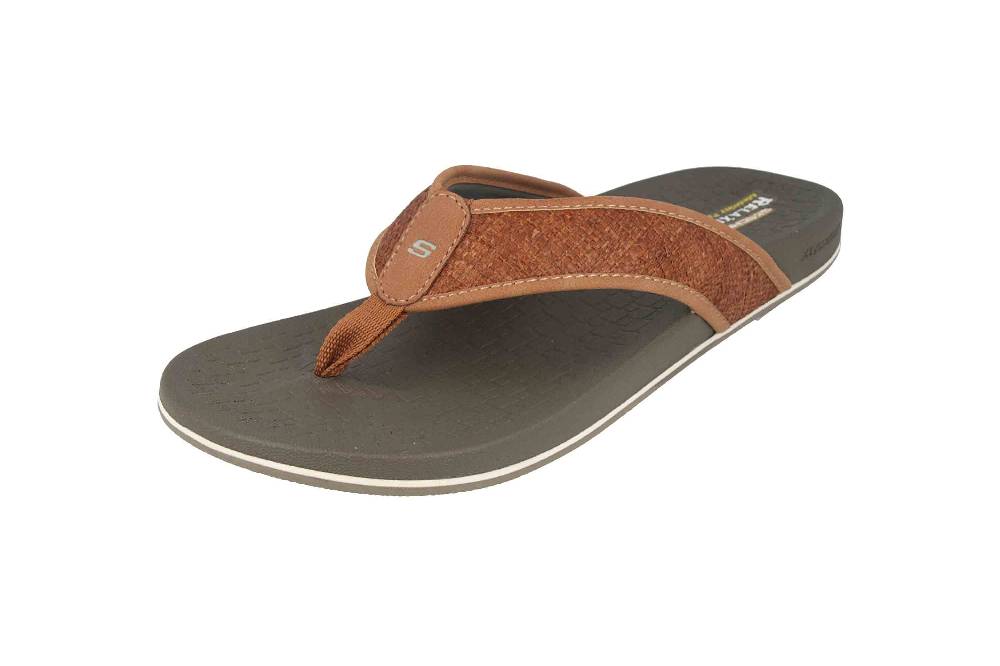 Skechers PELEM WESKER Zehentrenner In Übergrößen Braun 65957 BRN Große Herrenschuhe