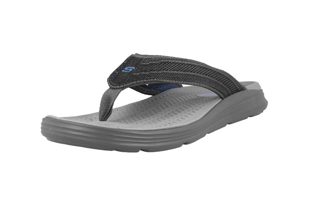 Skechers SARGO POINT VISTA Zehentrenner In Übergrößen Grau 204383 CHAR Große Herrenschuhe