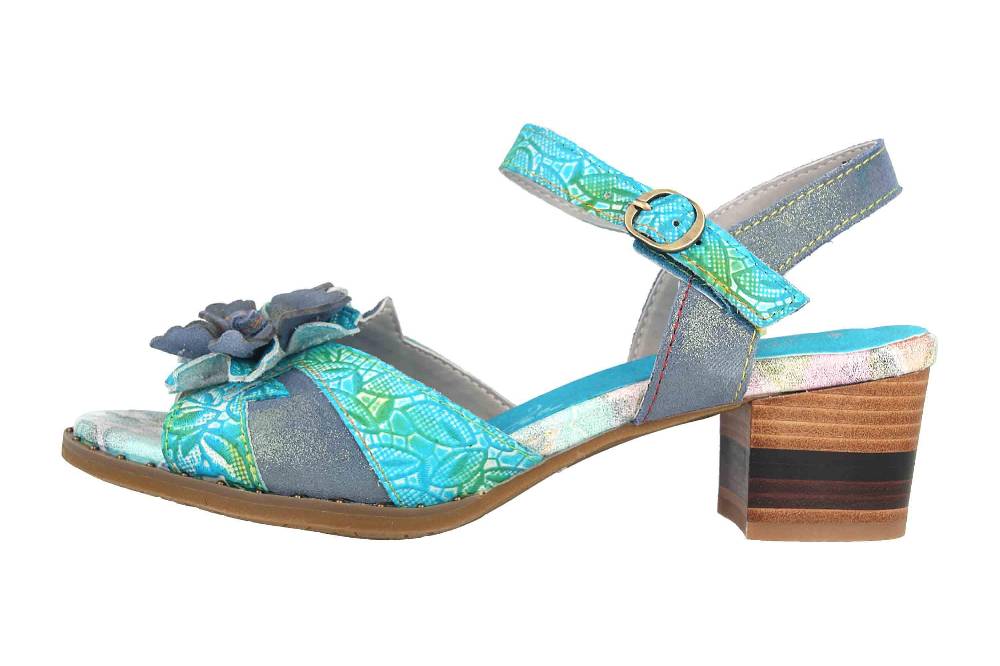 Spring Footwear Sandaletten in Übergrößen Blau Petaluma-Blum große Damenschuhe
