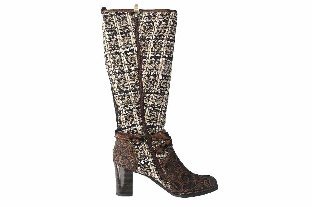 Spring Footwear TWEED Stiefel In Übergrößen Braun TWEED-BRM Große Damenschuhe