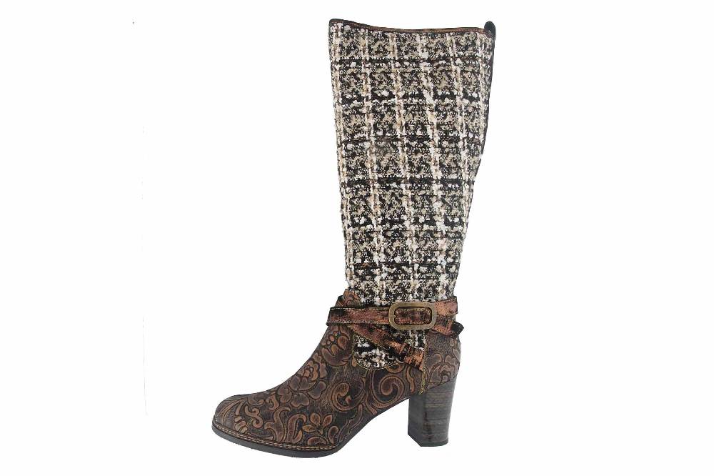 Spring Footwear TWEED Stiefel in Übergrößen Braun TWEED-BRM große Damenschuhe