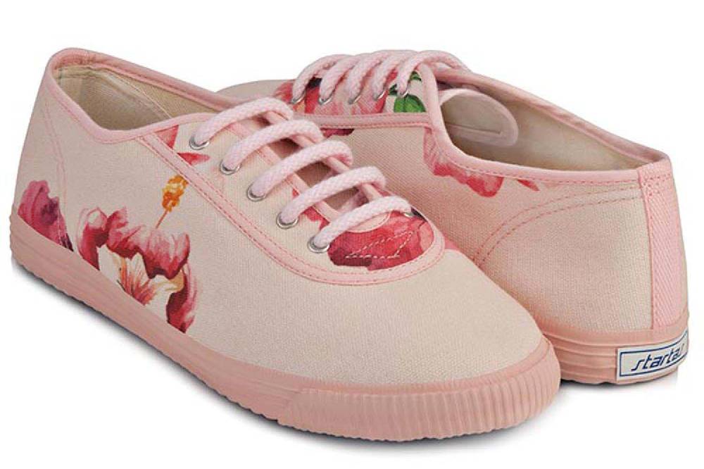 Startas Leinenschuhe In Übergrößen Mit Druck Hibiscus Große Damenschuhe