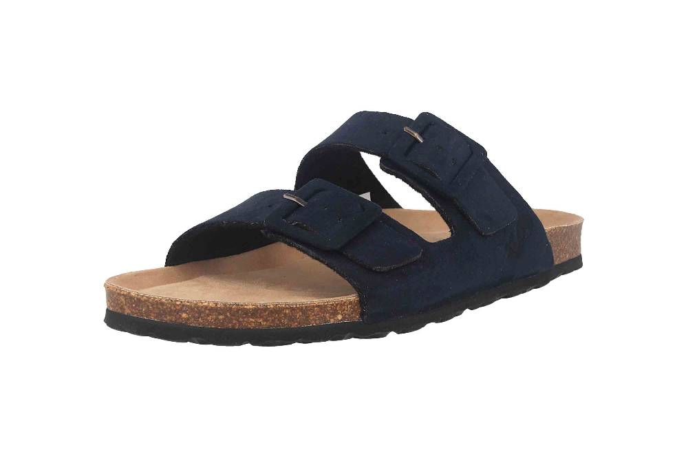 Thies Pantoletten In Übergrößen Blau Th1530-01 Navy Große Damenschuhe