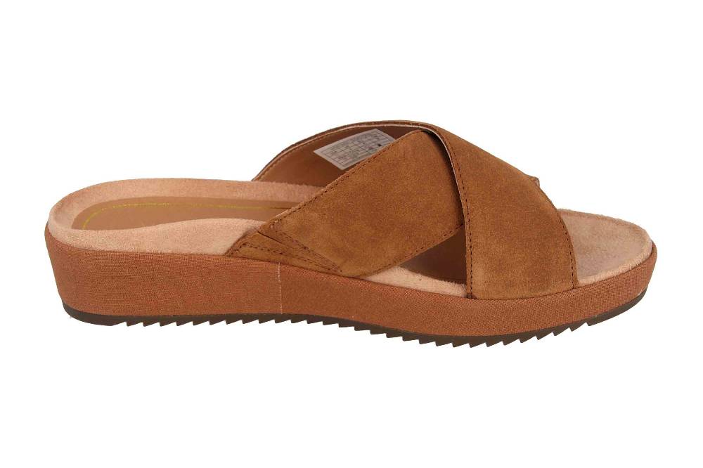 Vionic Pantoletten In Übergrößen Braun Hayden Suede Toffee Große Damenschuhe