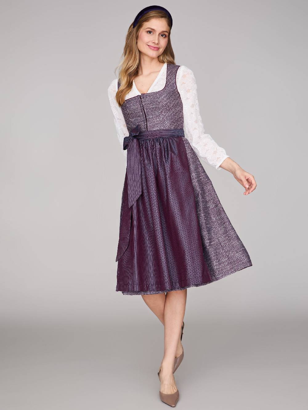 Limberry Beerenfarbenes Dirndl Mit Floralem Muster - ORLA BLACKBERRY CORDIAL